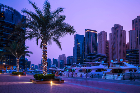 General view of Dubai Marina. Line of the city skyline.の写真素材