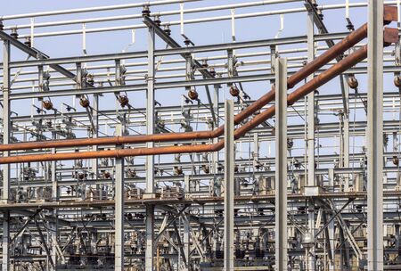 A detailed image of components at a power plant.の写真素材