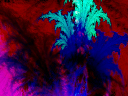Floral shapes of many colors layered on top of one another.の写真素材