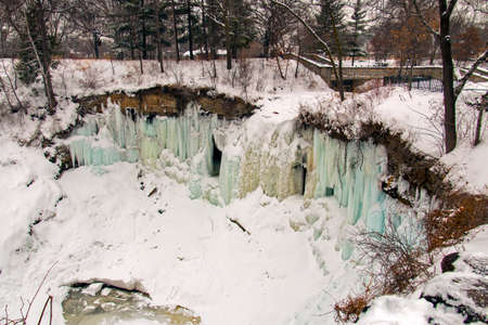 Minnehaha Falls in February.の写真素材