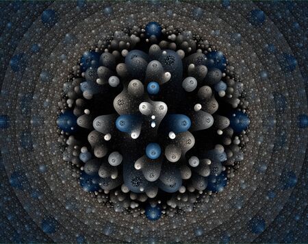 Random clusters of blobs coalescing into coherent shapes.