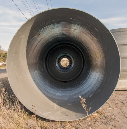 A view inside a pipe that will eventually be used for a sewer line.の写真素材