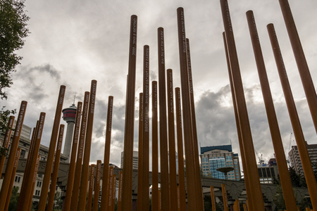 Calgary, Alberta/Canada â August 30, 2015: The Calgary Parks 100th Anniversary Installation in Calgary, Alberta.のeditorial素材