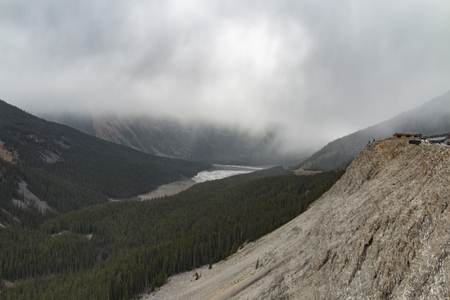 Snow gradually approaching in Jasper National Park, Alberta, Canada.の写真素材