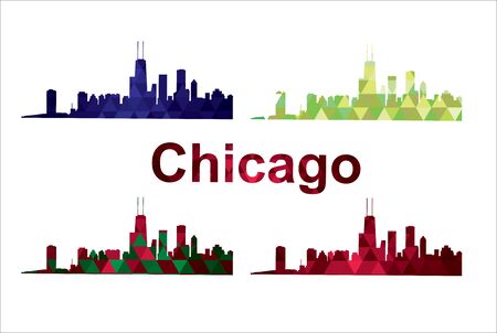 Detailed silhouette of a city of Chicagoのイラスト素材