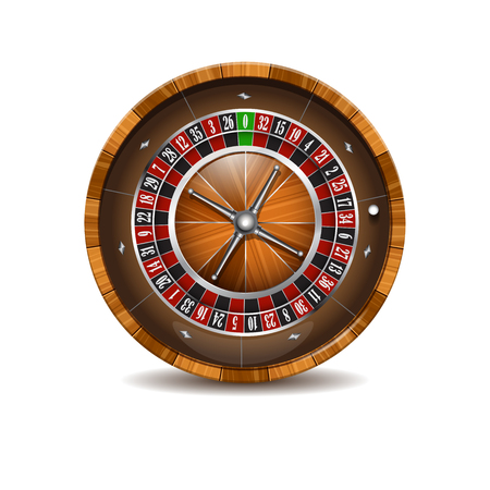Casino wooden roulette wheel isolated on a white background.のイラスト素材