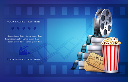 Cinema background with popcorn and tickets.のイラスト素材