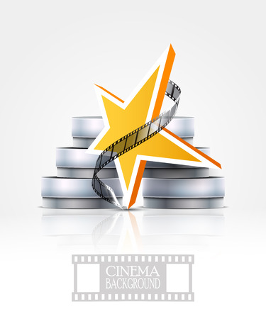 Cinema with film boxes and star.のイラスト素材