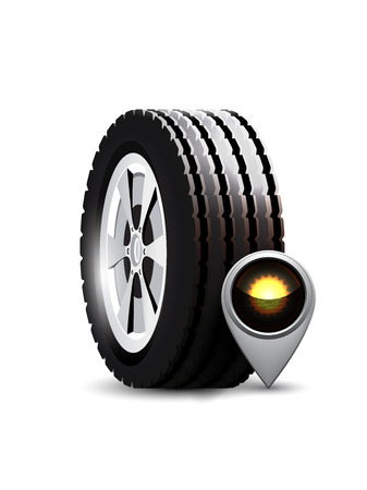 Car tire with summer sign on white backgroundのイラスト素材