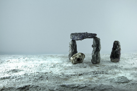 miniature of stonehange on white backgroundの写真素材