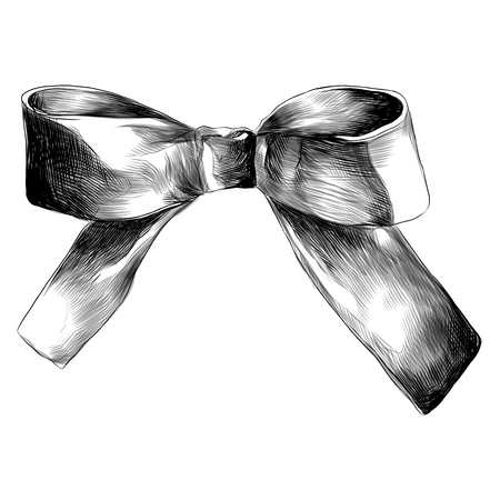 bow decoration on the neck red sketch vector graphics monochrome black - and- white drawingのイラスト素材