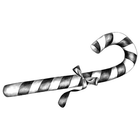 candy cane sketch vector graphics monochrome black-and-white drawingのイラスト素材