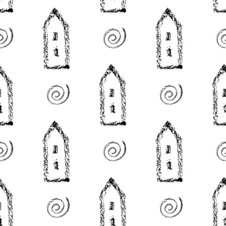 Seamless vector pattern with houses.のイラスト素材