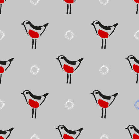 Seamless hand drawn pattern with birds.のイラスト素材