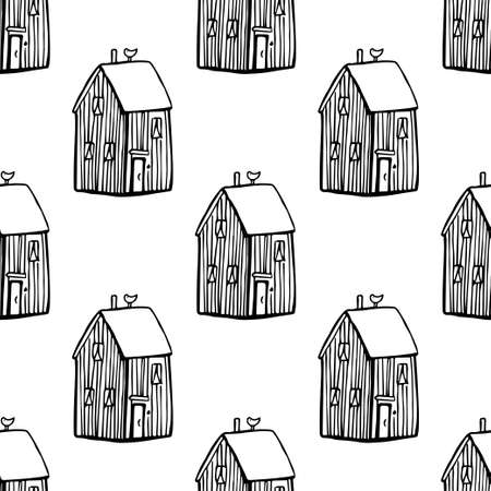 Seamless vector pattern with houses.のイラスト素材