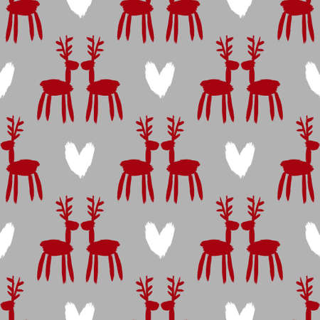 Seamless brush pattern with deer.のイラスト素材