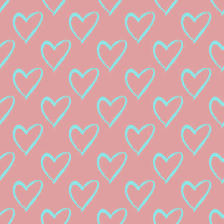 Hand drawn brush pattern with hearts.のイラスト素材