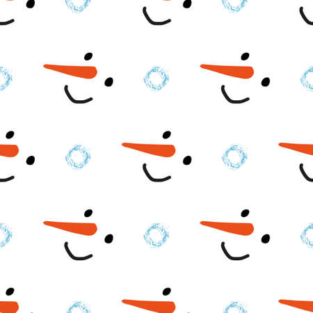 Seamless vector brush pattern with snowmen.