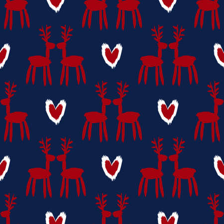 Seamless vector brush pattern with deers.のイラスト素材