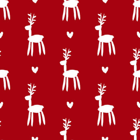 Seamless vector brush pattern with deers.のイラスト素材