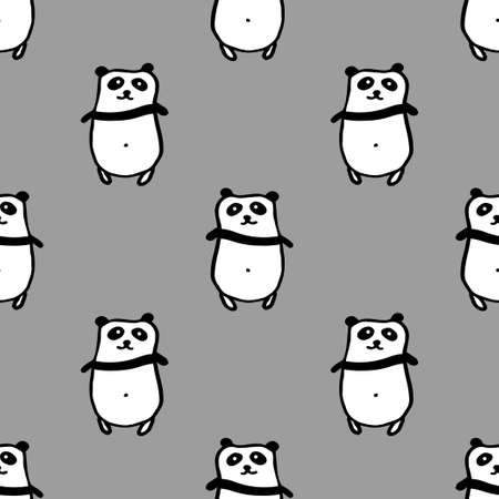 Seamless hand drawn pattern with pandas.のイラスト素材