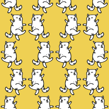 Seamless hand drawn pattern with cats.のイラスト素材