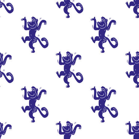 Seamless vector brush monkey pattern.のイラスト素材