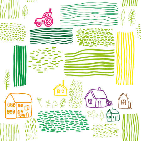 Seamless vector pattern with houses.のイラスト素材