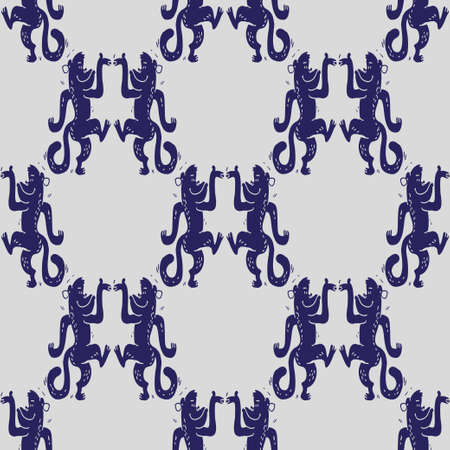 Seamless vector brush monkey pattern.のイラスト素材