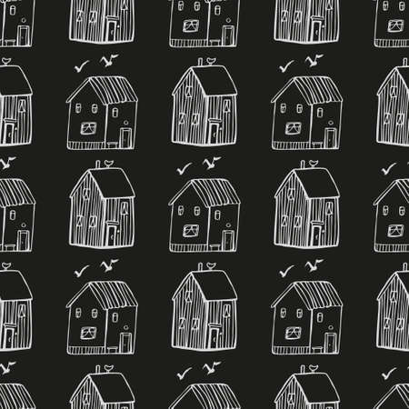 Seamless vector pattern with houses.