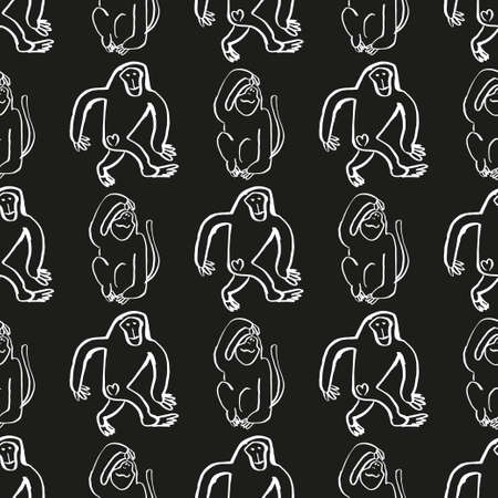 Seamless vector brush monkey pattern.のイラスト素材