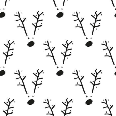Seamless vector brush pattern with deers.のイラスト素材