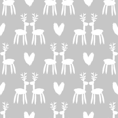 Seamless vector brush pattern with deers.のイラスト素材