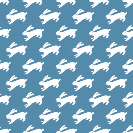 Seamless hand drawn pattern with rabbits.のイラスト素材