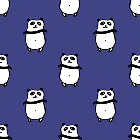 Seamless hand drawn pattern with pandas.のイラスト素材