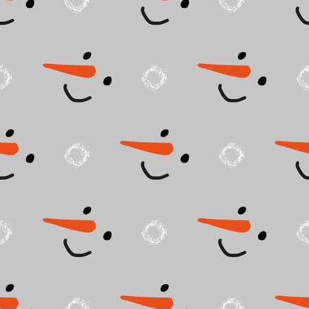 Seamless vector brush pattern with snowmen.のイラスト素材