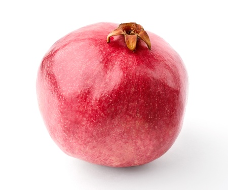 Ripe pomegranate isolated on white backgroundの写真素材
