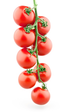 Bunch of cherry tomatoes isolated on white backgroundの写真素材