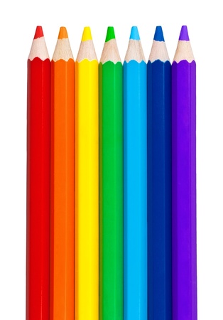 Rainbow pencils isolated on white backgroundの写真素材