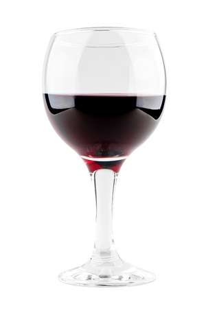 Glass of red wine on white backgroundの写真素材