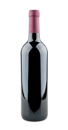 Bottle of red wine on white backgroundの写真素材