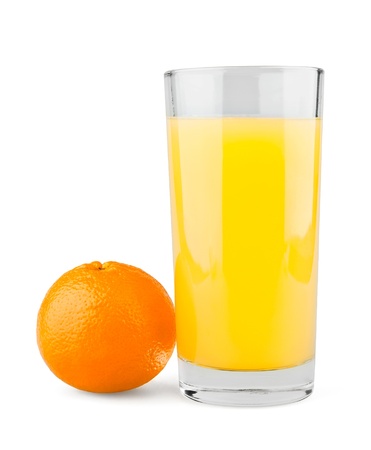 Juice and mandarin on white backgroundの写真素材