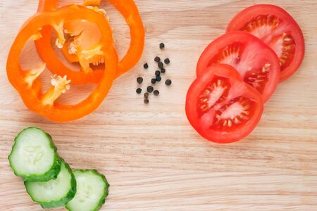 Sliced   vegetables on cutting board