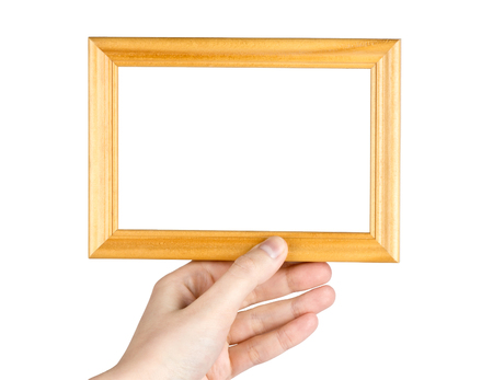 Frame in hand on white background の写真素材