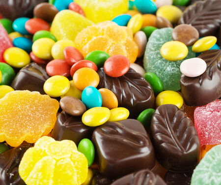 Candy, sweets and chocolates closeupの写真素材