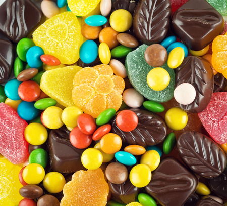 Candy, sweets and chocolates closeupの写真素材