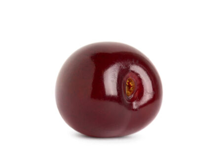 Sweet ripe cherry closeup on white backgroundの写真素材