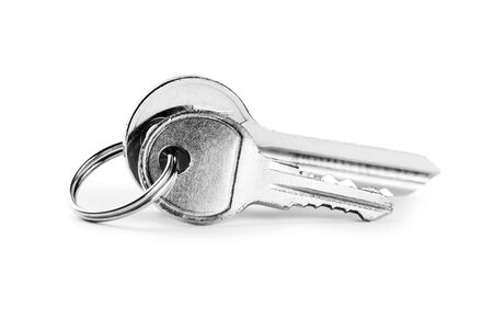 House keys on white backgroundの写真素材
