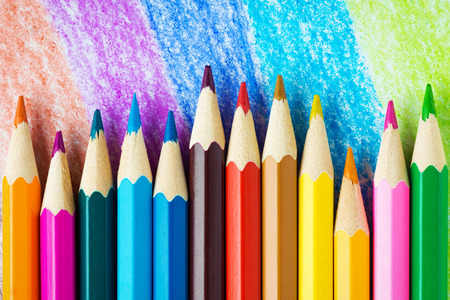 Colored pencils backgroundの写真素材