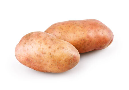 Fresh potatoes on white backgroundの写真素材